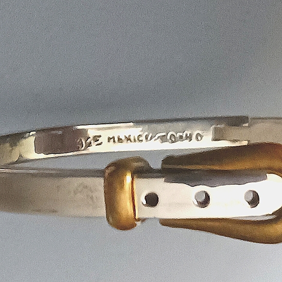 Vintage Signed Taxco Sterling Silver Adjustable Belt Bracelet - Picture 4 of 6